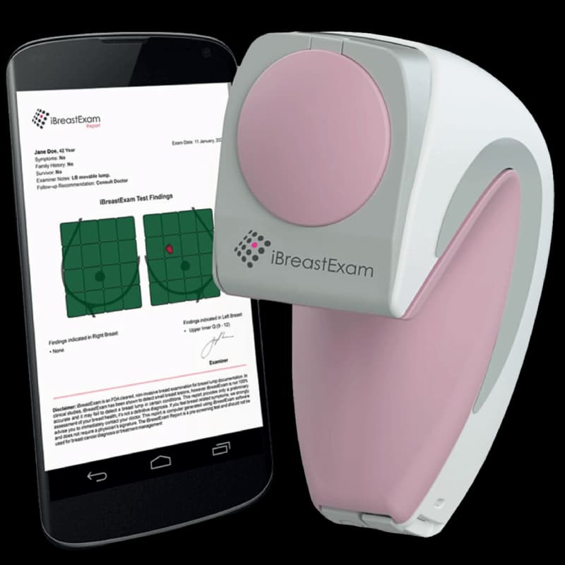 Healthcare professional using iBreastExam during an examination